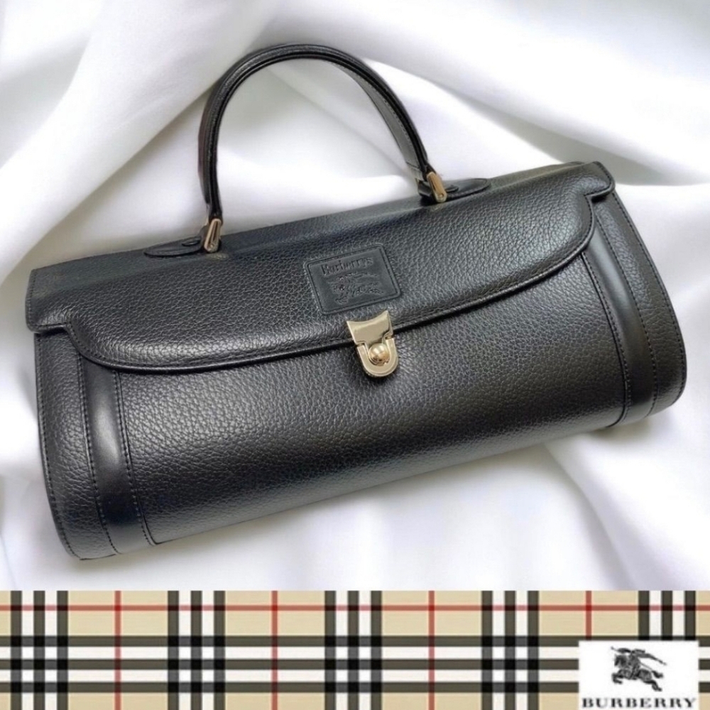 🖤▪️Burberrys ▪️vintage top handle | Pebble Leather Black Hand Bag + COA